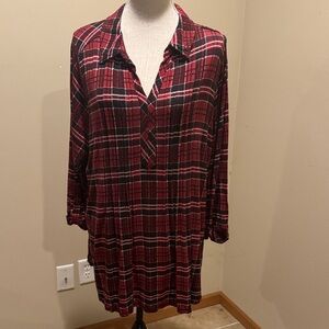 Elegant Red and Black Plaid Women's Blouse